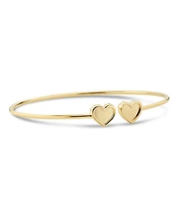 Devata Double Sweet Heart Bangle Bracelet in 14K Gold, Fits Small to Medium Wrist, Approx. 3.9 grams.