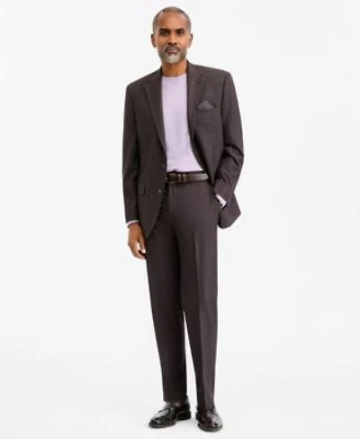 Tallia Mens Classic Fit Brown Blue Check Suit Separates