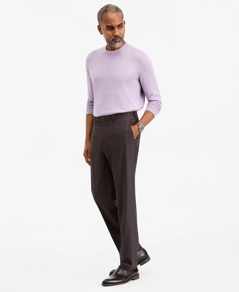 Tallia Men's Classic-Fit Brown & Blue Check Suit Separate Pants