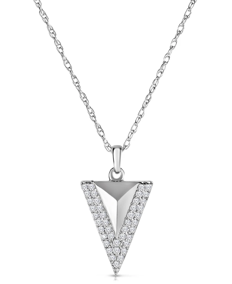 Diamond Pave Triangle 18" Pendant Necklace (1/4 ct. t.w.) in Sterling Silver