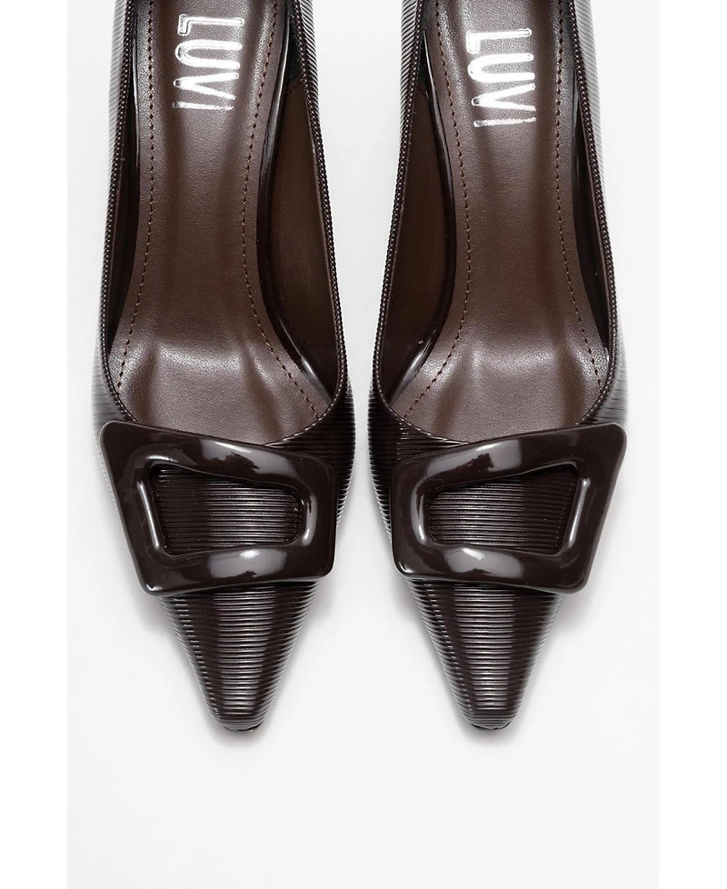 Prologue Shoes Women's Astra Buckle Pointed Toe Pump