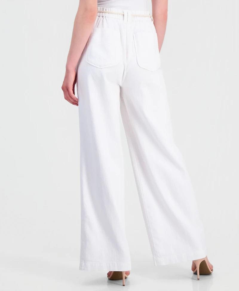 Democracy Petite AbLeisure Sky Rise Pleated Wide-Leg Rope-Belt Pants