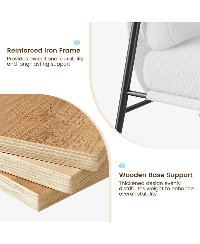 gaomon Modern Accent Chair, Comfy Chair with Metal Frame Wooden Armrest, Cozy Reading Chair with Soft Cushion for Bedroom, Living Room