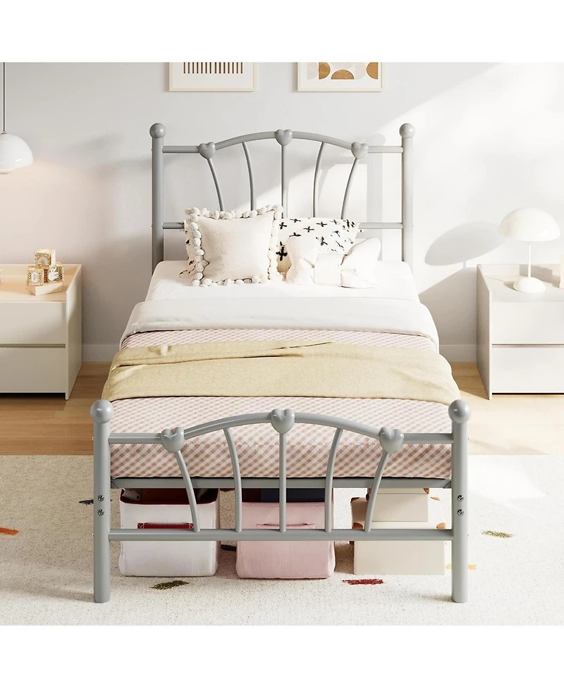 gaomon Twin Heart-Shaped Iron Bed Frame, Sturdy, No Box Spring Needed, Easy Assembly, Modern Bedroom Furniture