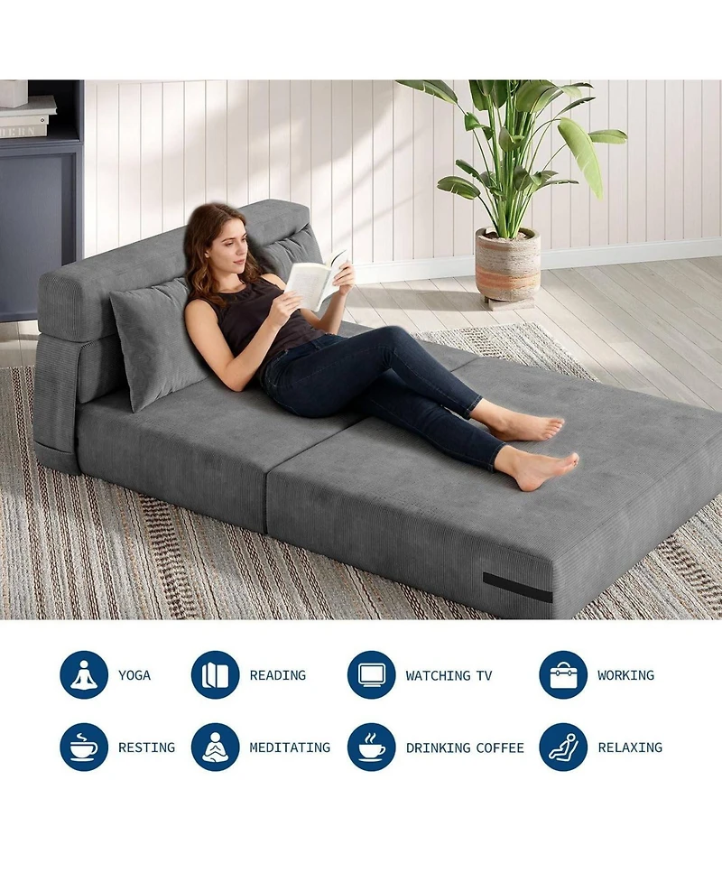 gaomon 4-in-1 Folding Sofa Bed Chair Bed, Convertible Sleeper with Pillow, Large