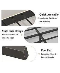 flynama Metal Platform Bed Beige Charging Station 2 Usb Ports Noise Free No Box Spring Needed