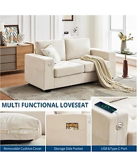 gaomon 70" Oversized Cloud Couch, Mid-Century Chenille Sofa with Usb and Side Pockets, Deep Seat