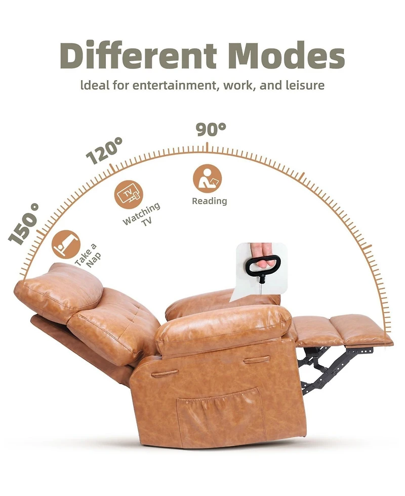 gaomon Oversized Wide Recliner Chair - Heat and Massage, Pu Leather Extra Wide Manual Recliner for Adults, Large Lazy Chair