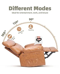 gaomon Oversized Wide Recliner Chair - Heat and Massage, Pu Leather Extra Wide Manual Recliner for Adults, Large Lazy Chair