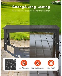 Gouun 44.5-Inch Weatherproof Plastic Outdoor Bench with Adjustable Feet