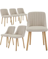 gaomon Dining Chairs Set of 6,Modern Fabric Upholstered Kitchen Chairs with Solid Oak Legs,Weight Capacity 300lbs,Ergonomic Curved Back