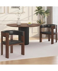 gaomon Mid Century Modern Dining Chairs,Pu Leather Upholstered Kitchen Chairs Set of 2 with Accent Curved Backrest and Rubber Wood Frame,Set of 2