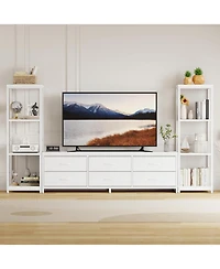 gaomon Tv Stand Dresser for 75 Inch Tv, Large Entertainment Center with Fabric Drawers & 4 Tier Storage Shelves, Modern Industrial Tv Console