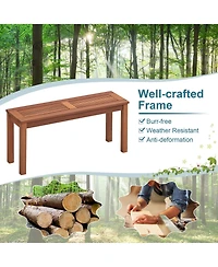 Gymax 2-Person Outdoor Bench Patio Bench w/ Slatted Seat Weather Resistant Solid Wood Frame