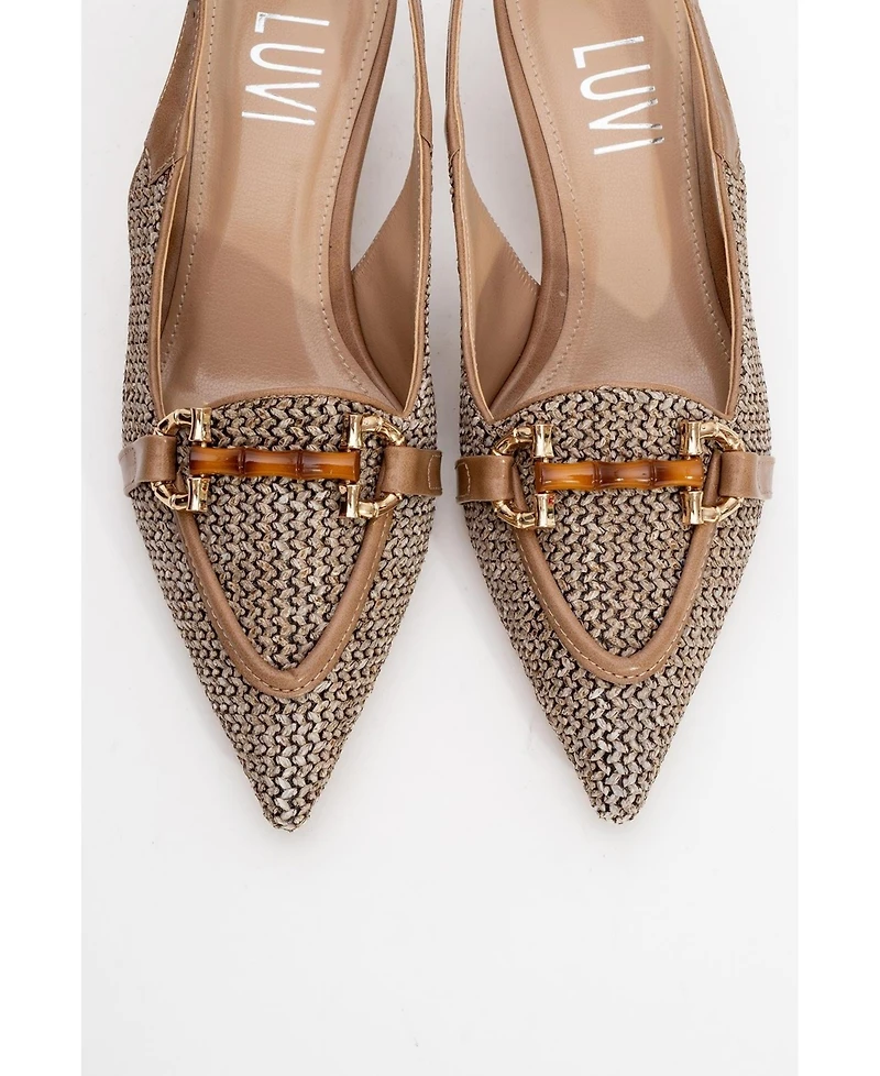 Prologue Shoes Women's Osca Pointed Toe Buckled Slingback Pump