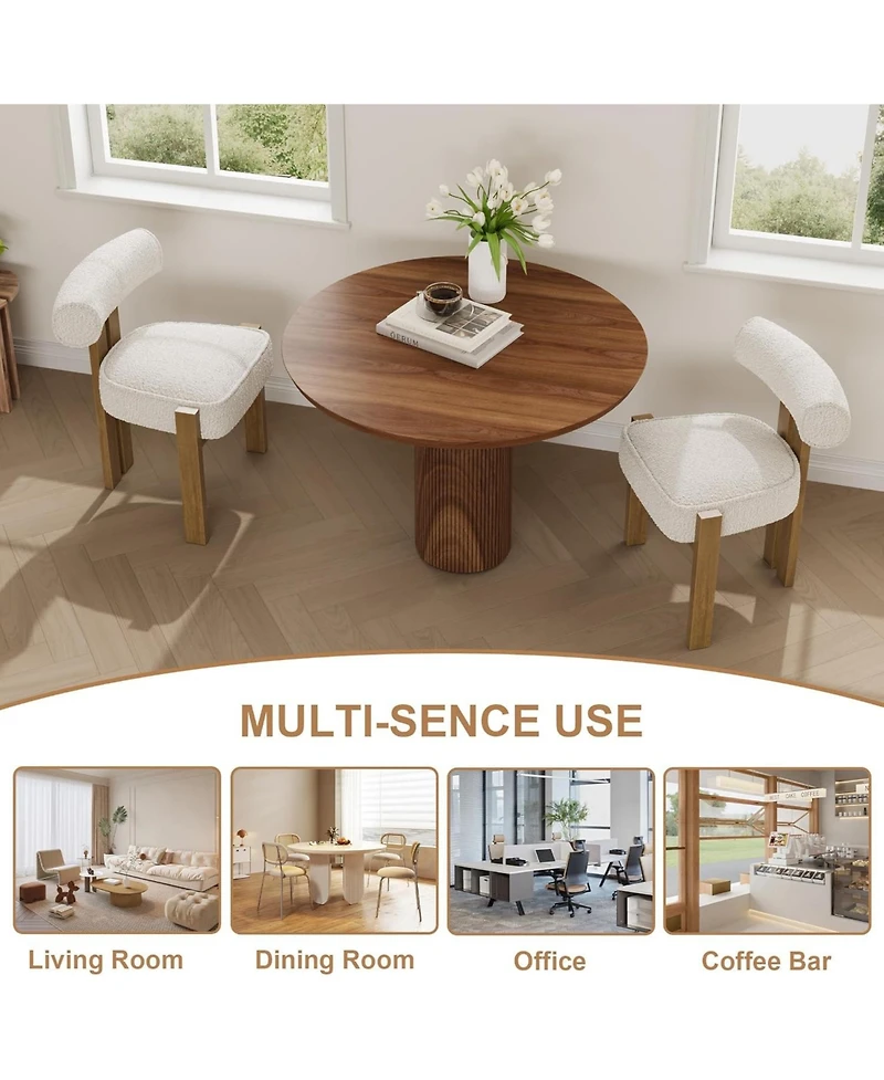 gaomon Boucle Dining Chairs Upholstered Kitchen Chairs with Curved Back & Wood Legs