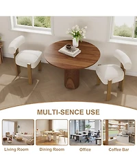 gaomon Boucle Dining Chairs Upholstered Kitchen Chairs with Curved Back & Wood Legs