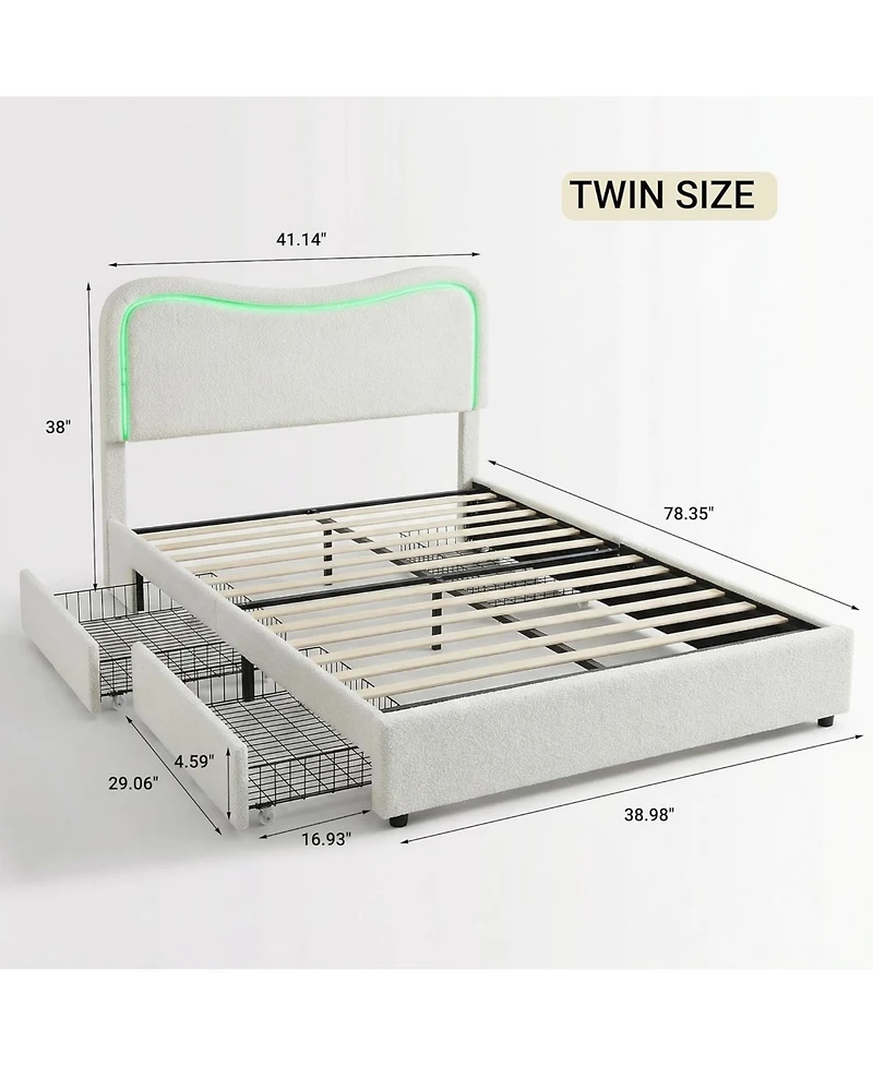 gaomon Twin Size Led Lamb Fleece Double Drawn Soft Bag Bed, Soft and Cozy Mattress, Perfect for Bedroom