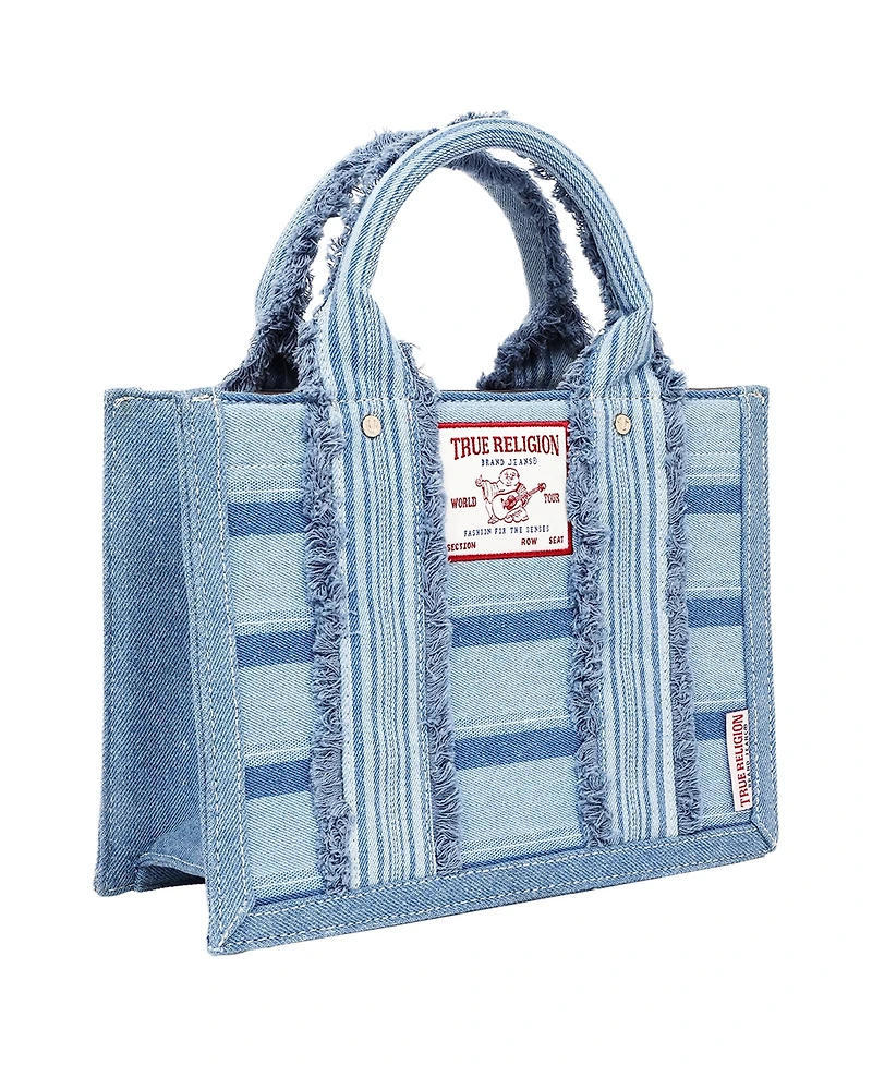 True Religion Multi-Stripe Modern Tote with Removable Crossbody Strap