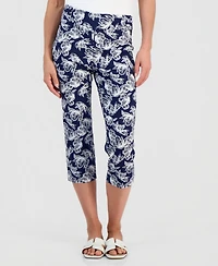 Jm Collection Petite Lush Print Rivet-Waist Capri Pants, Macy's Exclusive