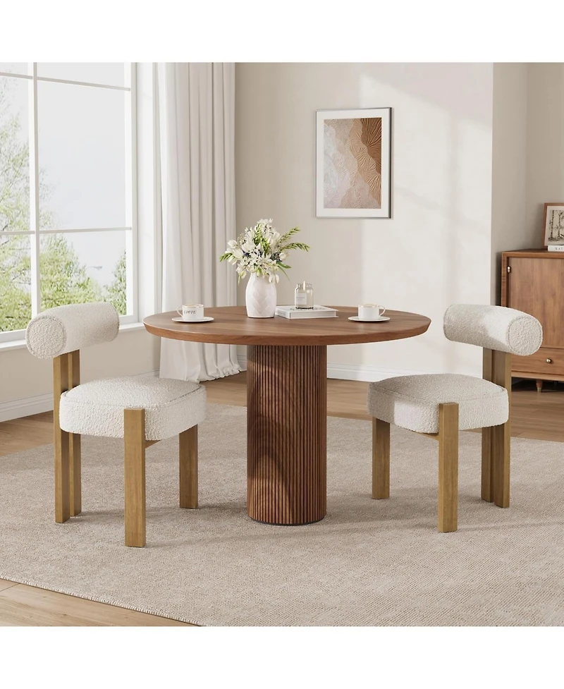 gaomon Upholstered Dining Chairs Set of 2,Modern Boucle Dining Room Chairs with Ergonomic Curved Back,Comfortable Kitchen Chairs with Rubber Wood