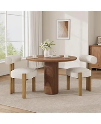 gaomon Upholstered Dining Chairs Set of 2,Modern Boucle Dining Room Chairs with Ergonomic Curved Back,Comfortable Kitchen Chairs with Rubber Wood