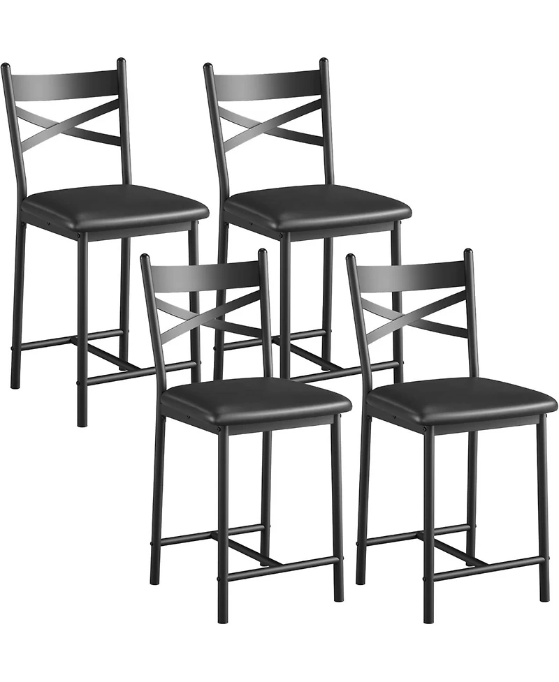 gaomon Bar Stools Set of 4,Upholstered Kitchen Barstools with Footrest and Back,Pu Leather Counter Height Thick Cusion,Bar Charis