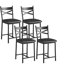 gaomon Bar Stools Set of 4,Upholstered Kitchen Barstools with Footrest and Back,Pu Leather Counter Height Thick Cusion,Bar Charis