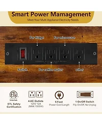 gaomon 46.9in Mini Fridge Stand with Storage Shelf, 6-Tier Microwave Stand & Coffee Bar Organizer with 4 Power Outlet and Air Switch