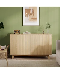 gaomon Fluted Accent Buffet Cabinet with Storage, 4 Doors Sideboard Buffet, Mid Century Modern Accent Cabinet with Adjustable Shelves, Console Table