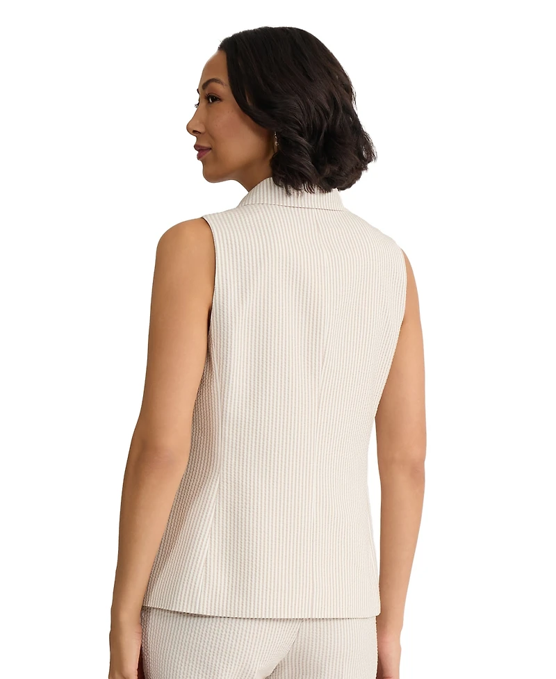 Jones New York Women's Sleeveless Button Front Lapel Vest