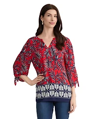 Jones New York Women's 3/4-Length Sleeve V-Neck Polyester Blouse