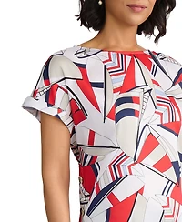 Jones New York Women's Short-Sleeve Polyester Printed Blouse
