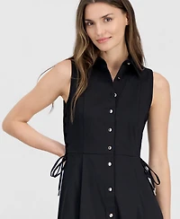 Anne Klein Women's Button-Front Side-Tie Sleeveless Dress
