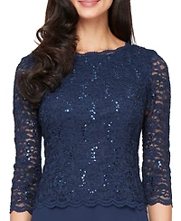 Alex Evenings Women's Sequin Embellished Lace Top Gown