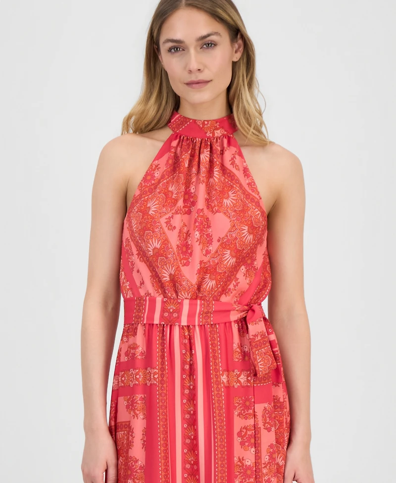 Anne Klein Women's Printed Halter-Neck Maxi Dress