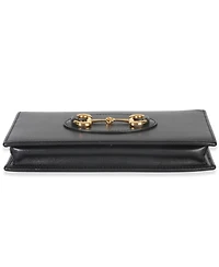 Pre-Owned Gucci Black Azalea Calfskin Horsebit 1955 Wallet On Chain