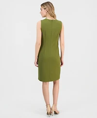 Anne Klein Women's Pleated-Waist Scuba-Crepe Sheath Dress