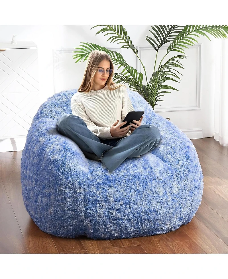 gaomon Adult Bean Bag Chair with Armrest, Faux Fur Plush