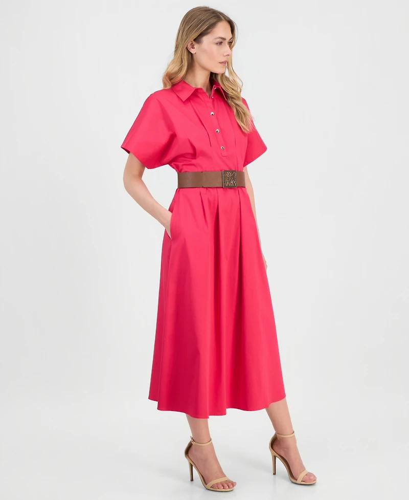 Anne Klein Women's Sateen Belted Shirtdress