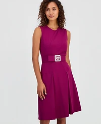 Anne Klein Women's Belted Sleeveless Fit & Flare Dress