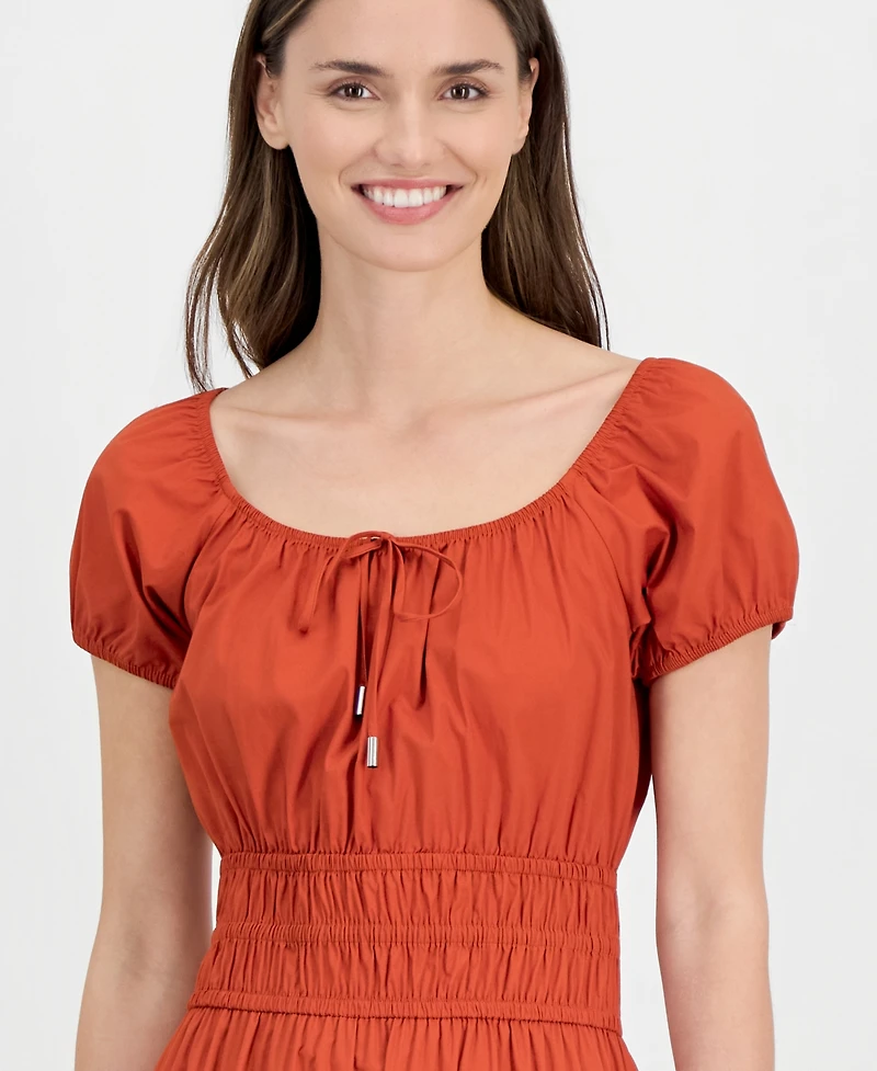 Anne Klein Women's Square-Neck Smocked Tiered Midi Dress