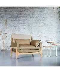 Tikamoon Woodnest armchair in solid oak and linen fabric, 1 seat