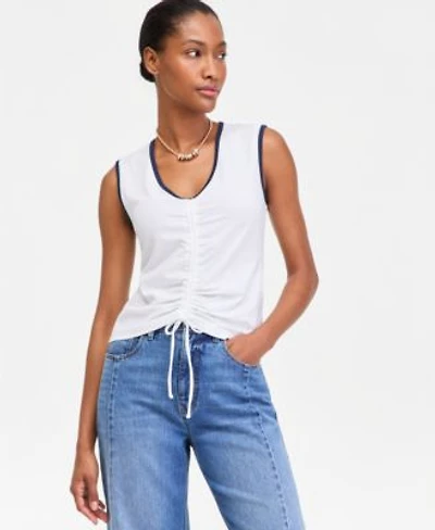 On 34th Womens Ruched V Neck Tie Hem Tank Macys Exclusive
