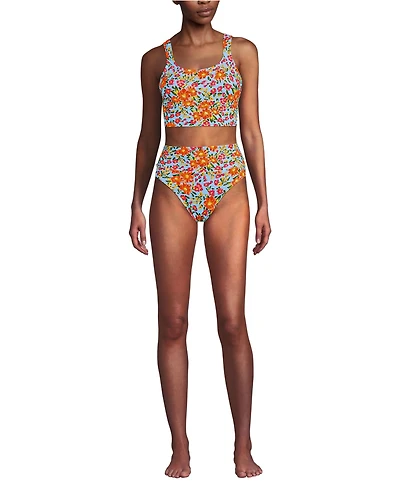 Lands' End Women's Tugless Midkini Top and High Waisted Bottom Swimsuit Set