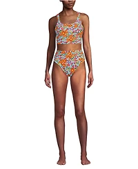 Lands' End Women's Tugless Midkini Top and High Waisted Bottom Swimsuit Set