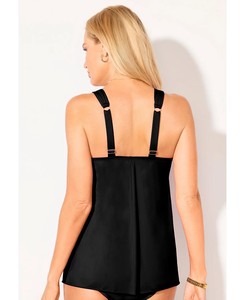 Swimsuits for All Women's Bra Drape Front Lightweight Underwire Tankini Top