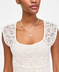 On 34th Women's Cotton Crochet Square-Neck Mini Dress, Macy's Exclusive