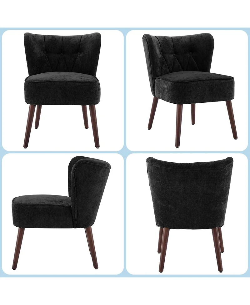 gaomon Modern Wingback Living Room Chair,Armless Lounge Chair with Wood Legs Upholstered Makeup Vanity Tufted Side Fabric Comfy Decor Back
