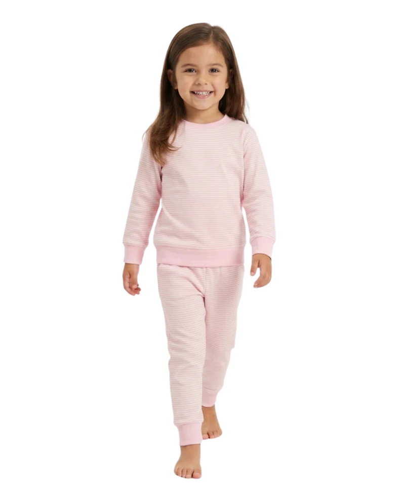 Motette Baby Girls Peony Stripe Lounger Bamboo Sweatsuit